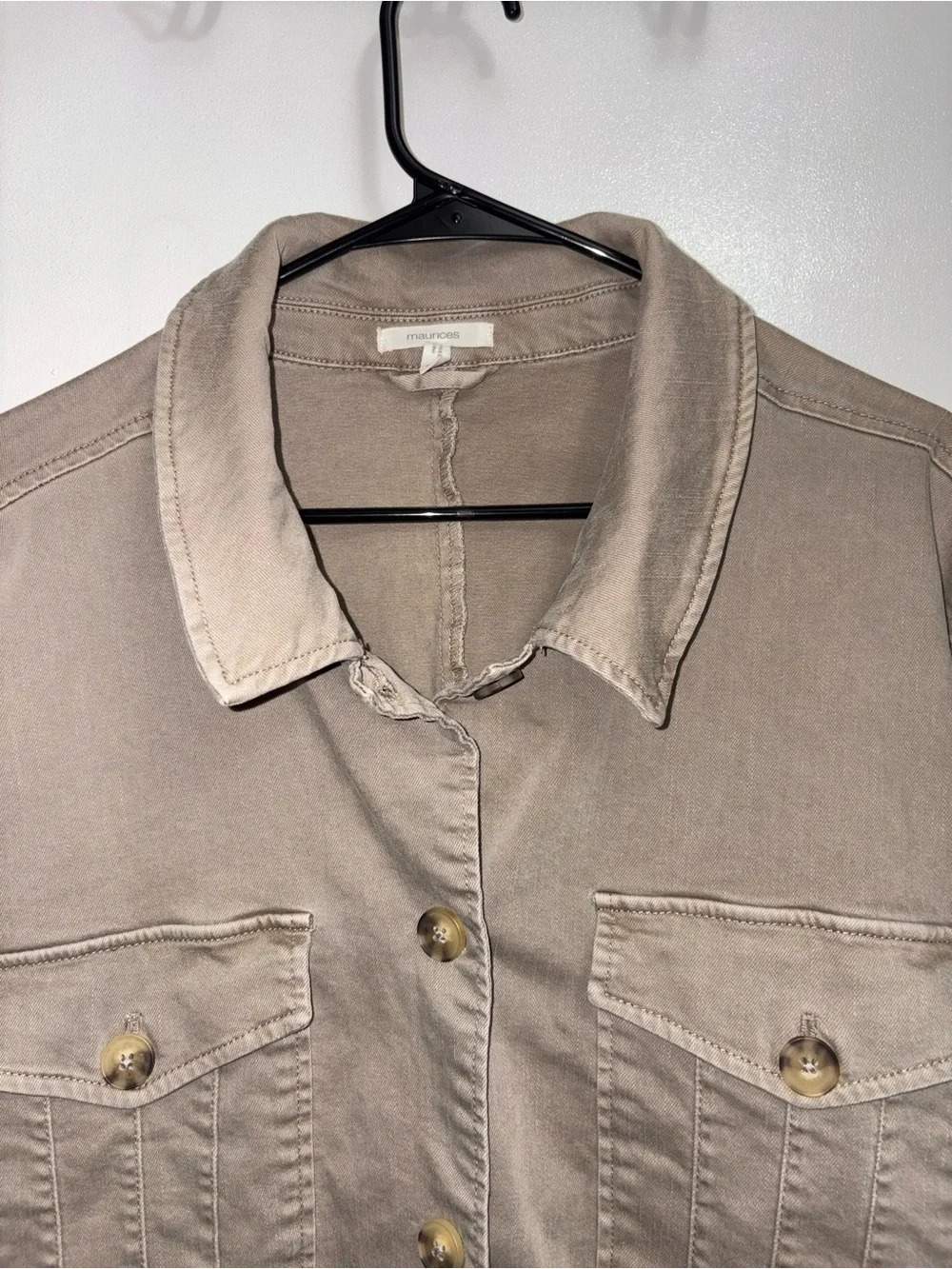 Maurices Light Taupe Button-Front Utility Jacket